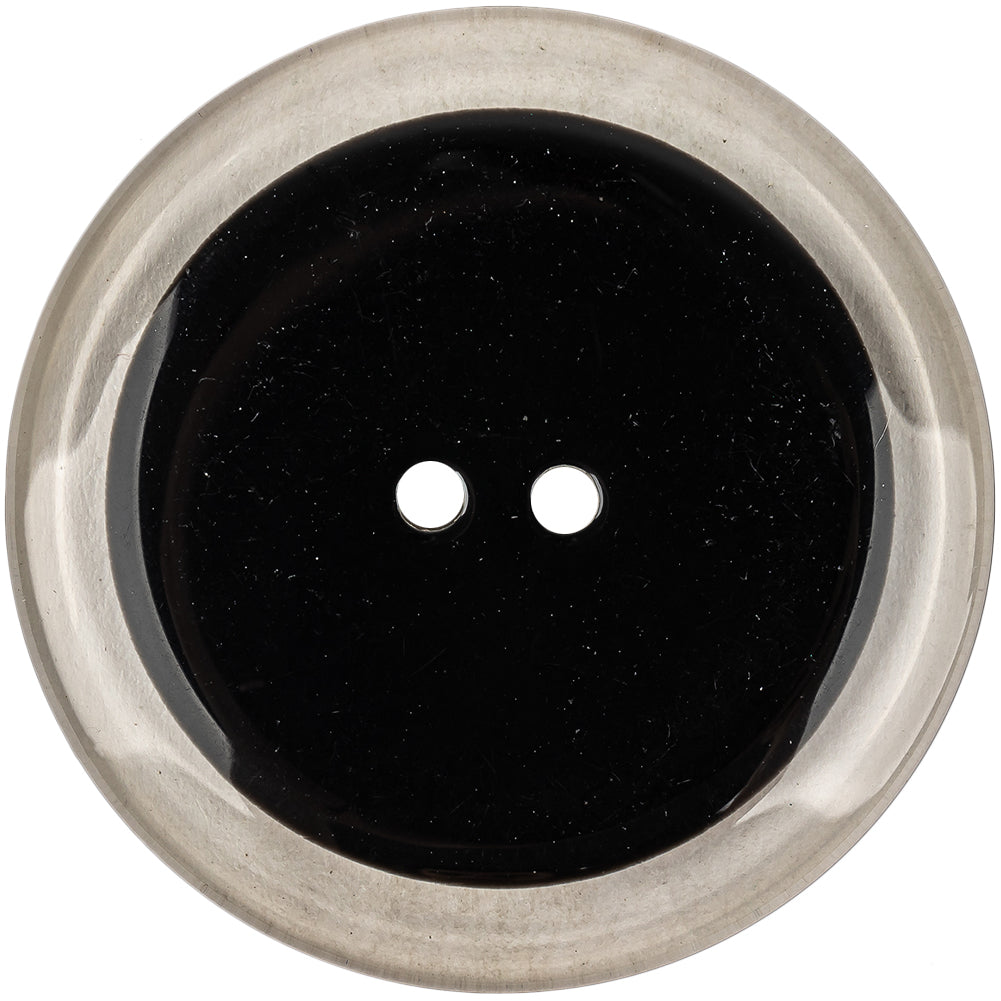 Black and Transparent 2-Hole Smooth Top Plastic Button - 70L/44.5mm Detail