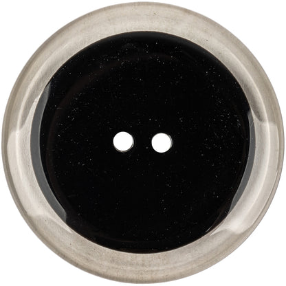 Black and Transparent 2-Hole Smooth Top Plastic Button - 70L/44.5mm Detail