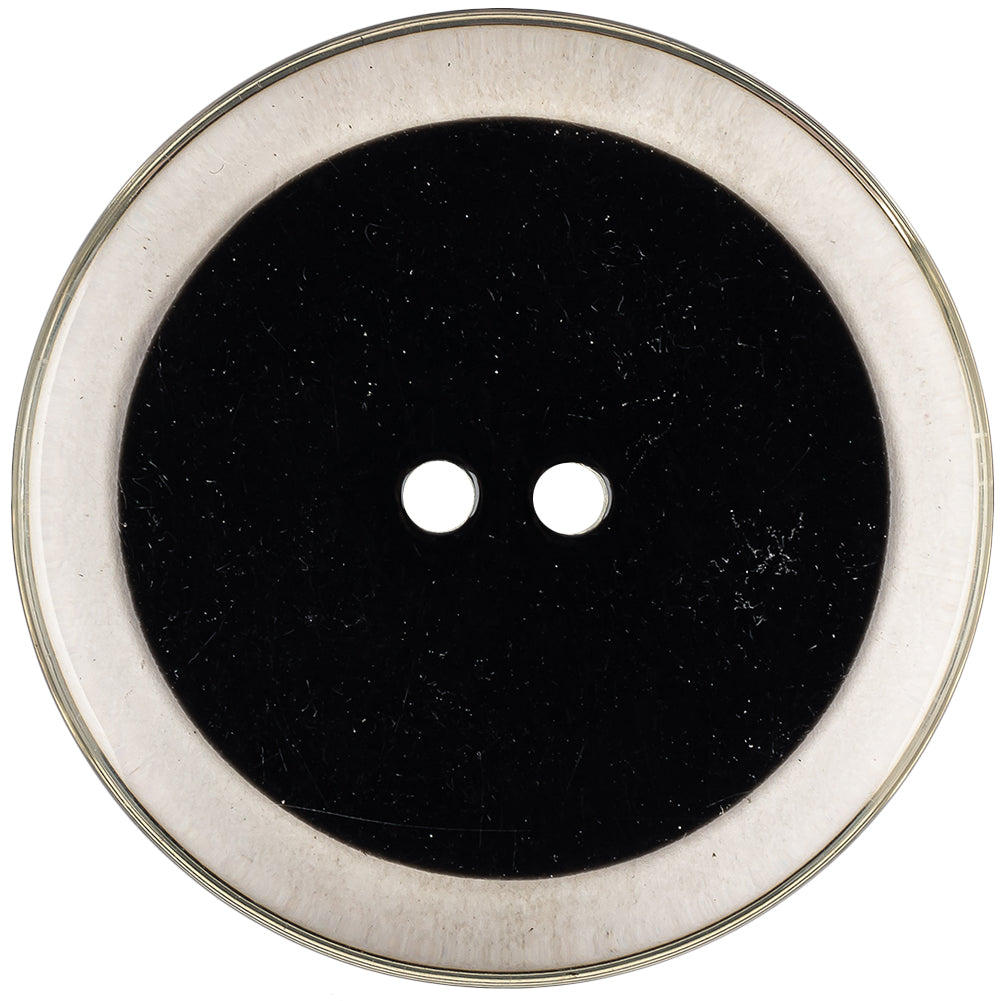 Black and Transparent 2-Hole Smooth Top Plastic Button - 70L/44.5mm