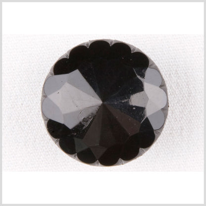 Plastic Shank Back Button - 44L/28mm - Black Black Flower Petal Rim