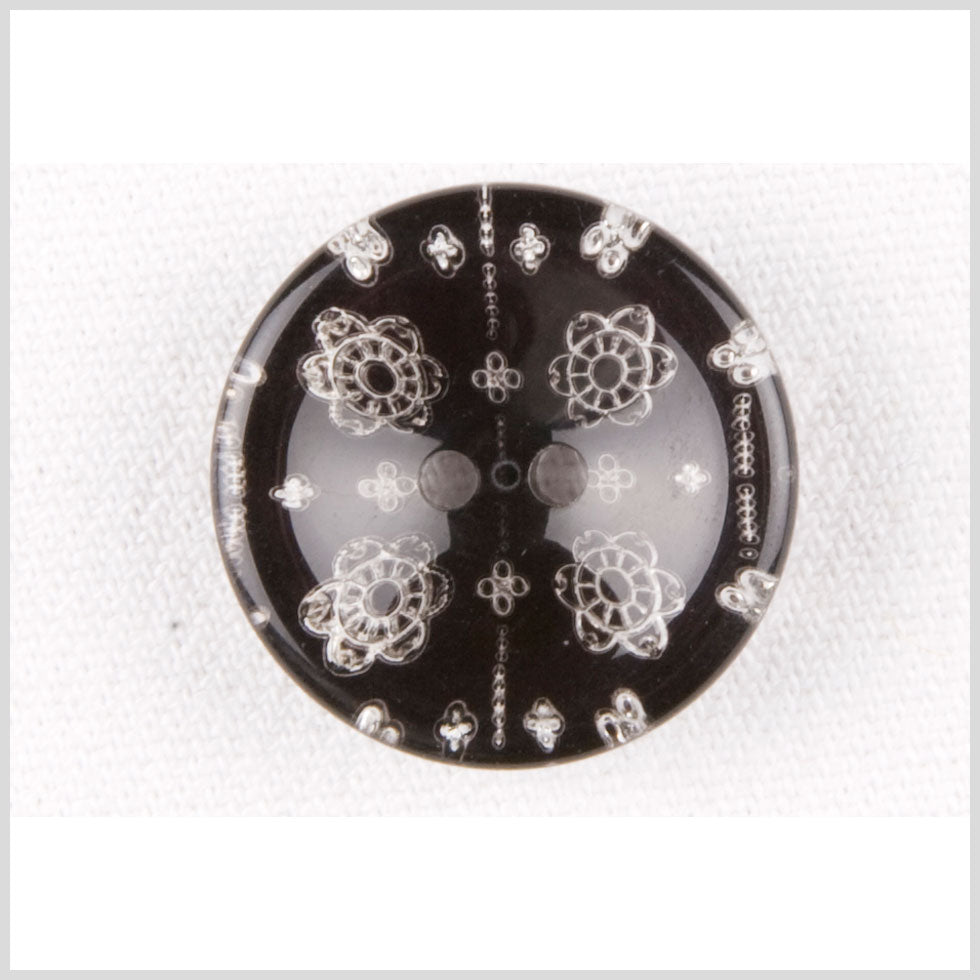 Black/Clear Plastic Button - 28L/18mm