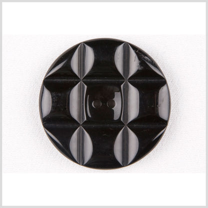 Plastic 2-Hole Button - 30L/19mm - Black Quilted Squares Embossed