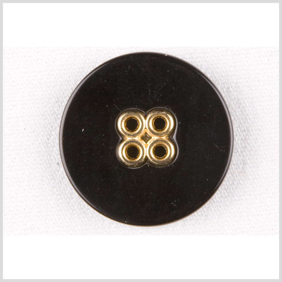 Black/Gold Plastic Button - 28L/18mm