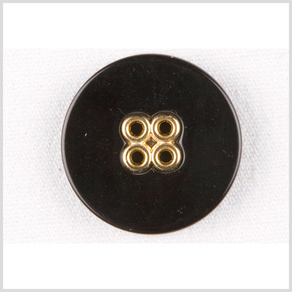 Black/Gold Plastic Button - 28L/18mm