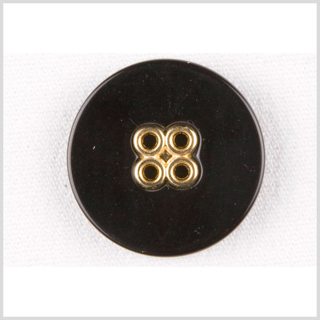Black/Gold Plastic Button - 28L/18mm