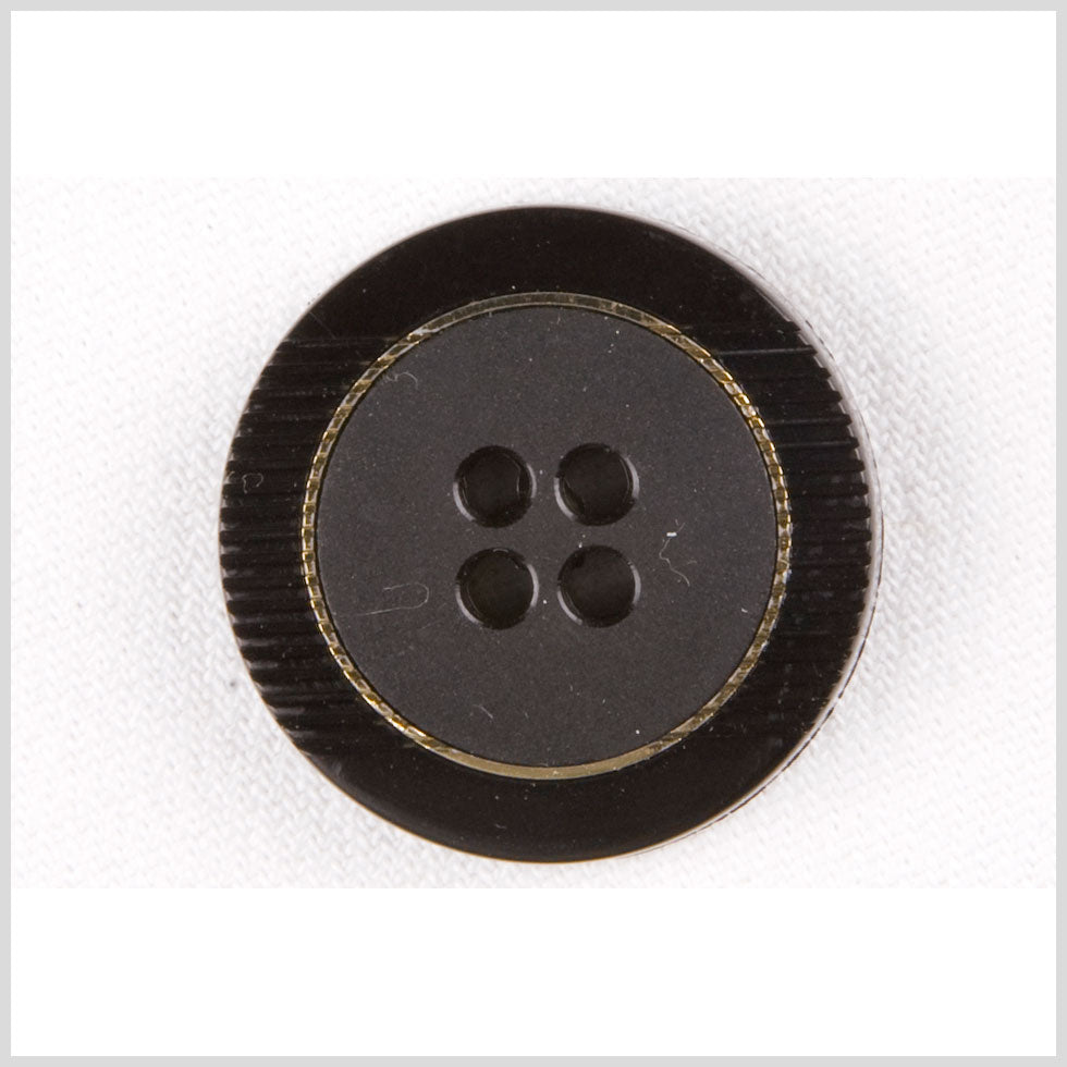 Black/Gold Plastic Button - 36L/23mm