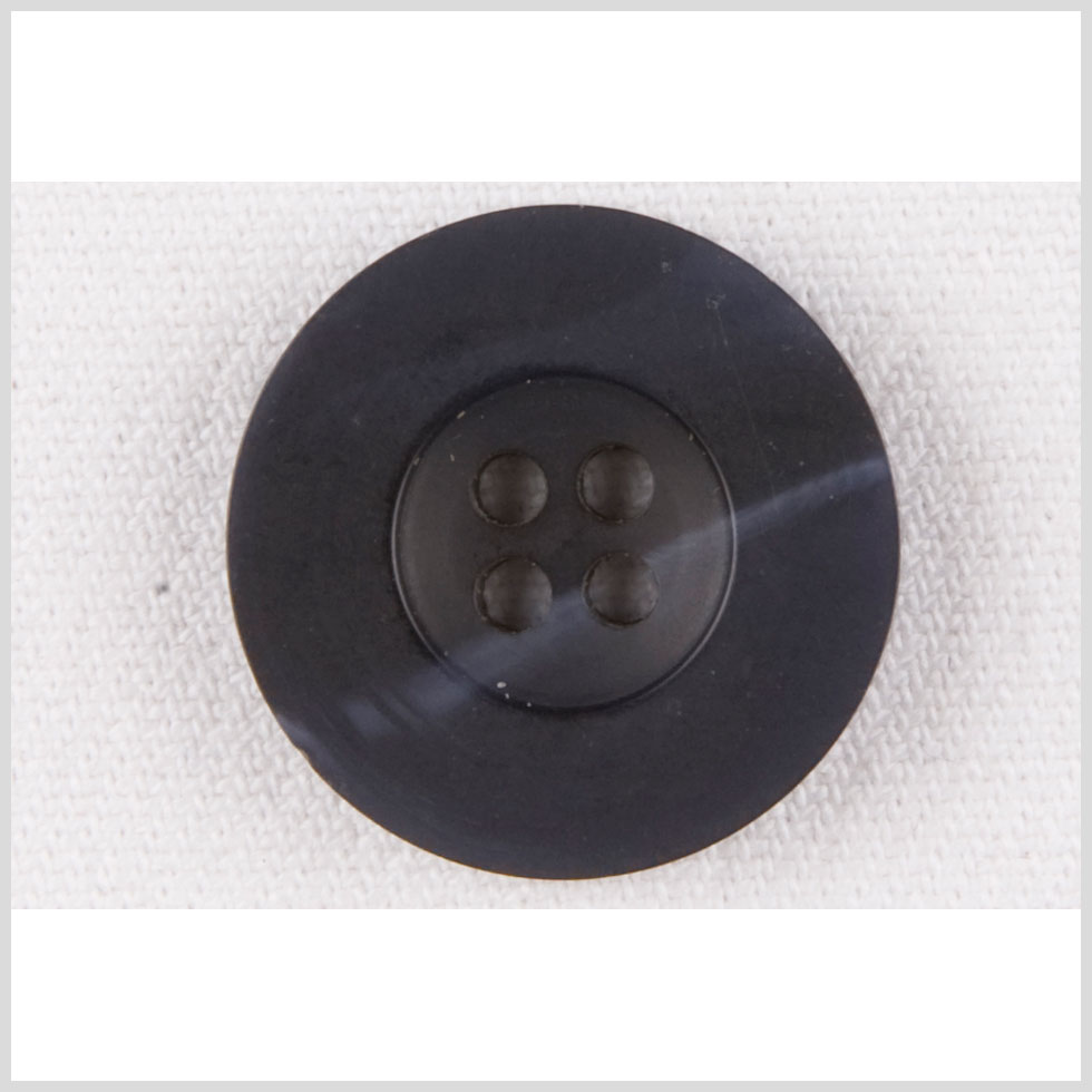 Plastic 4-Hole Button - 32L/20mm - Navy Blue Wide Flat Rim