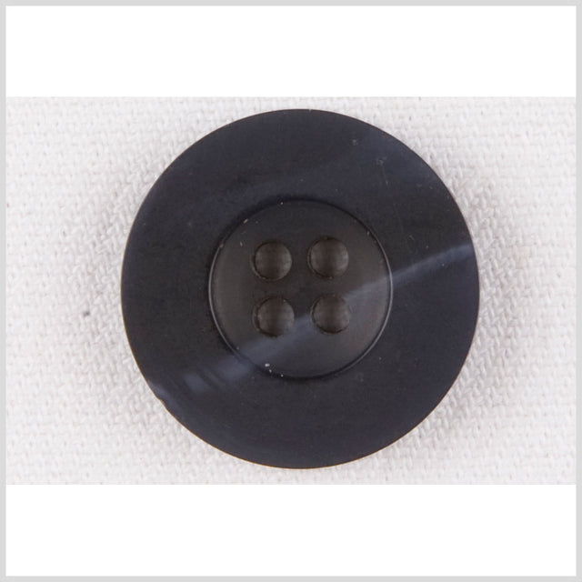 Plastic 4-Hole Button - 32L/20mm - Navy Blue Wide Flat Rim