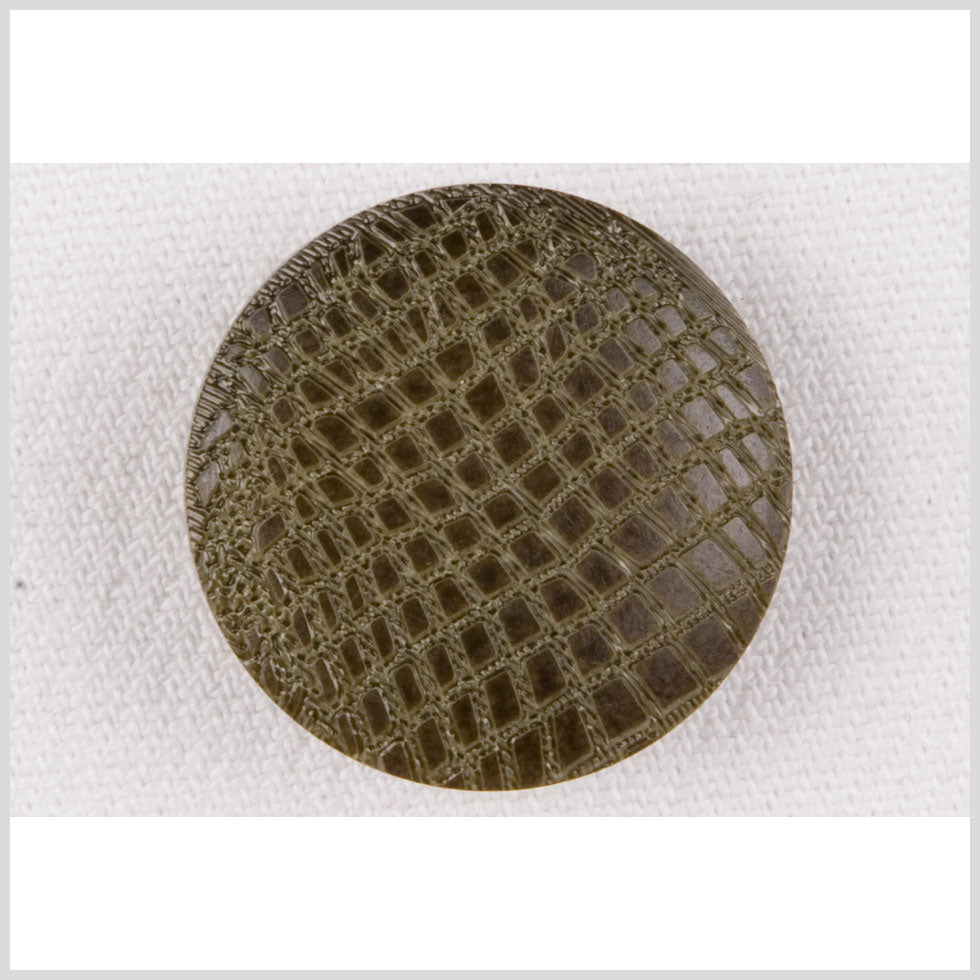 Olive Alligator Pattern Shank Back Plastic Button - 40L/25.5mm