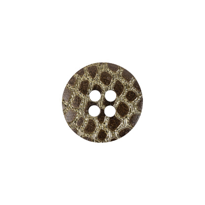 Plastic 4-Hole Button - 24L/15mm - Olive Green Etched Alligator Skin