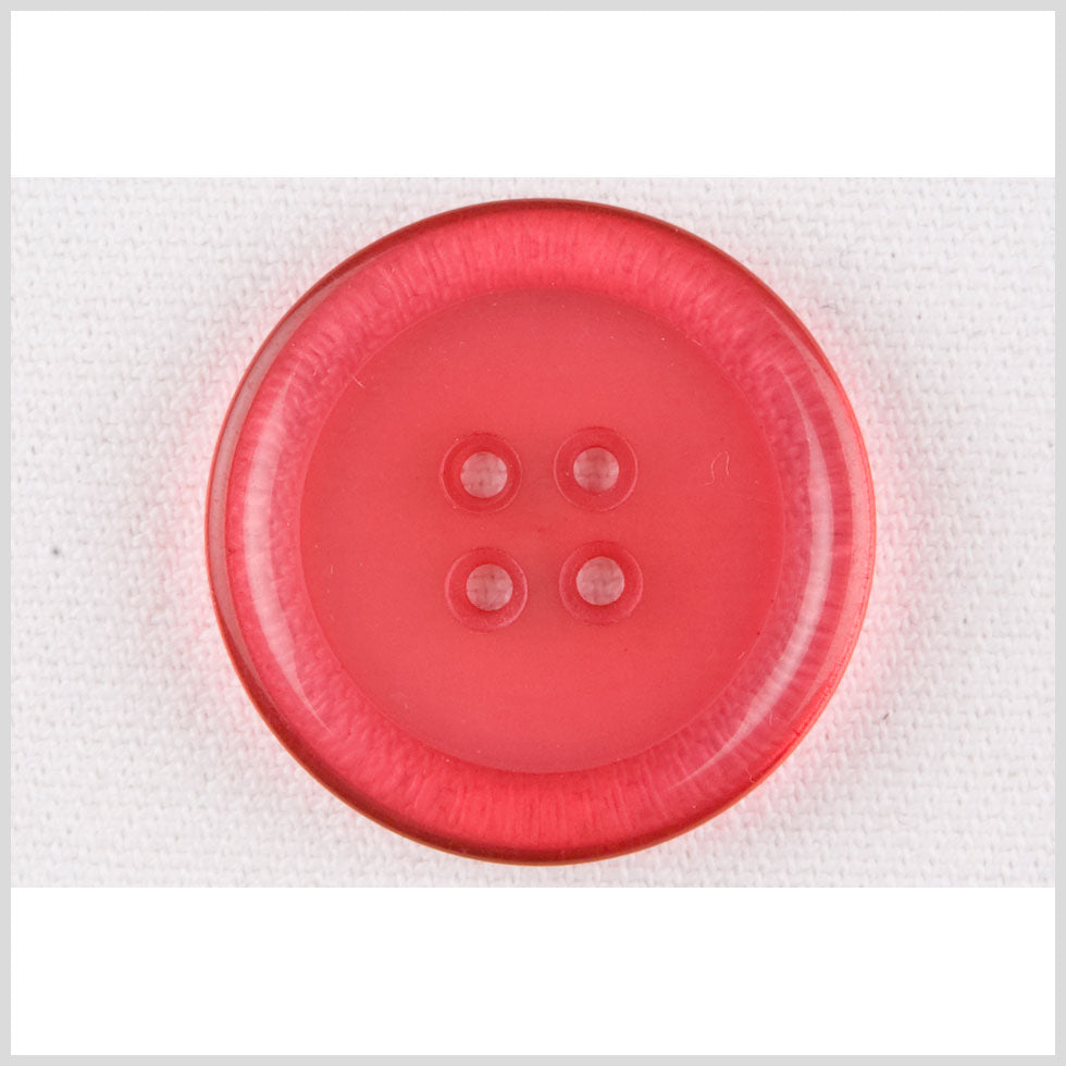 Plastic 4-Hole Button - 36L/23mm - Transparent Bright Pink
