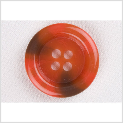 Plastic 4-Hole Button - 54L/34mm - Bright Red and Brown Rolled Rim
