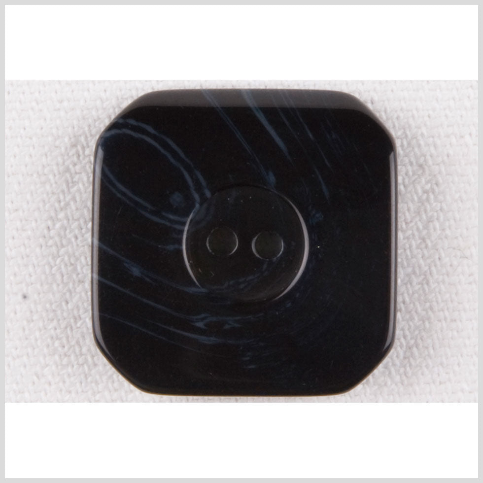 Square Plastic 2-Hole Button with Cropped Corners - 28L/18mm - Navy Swirls