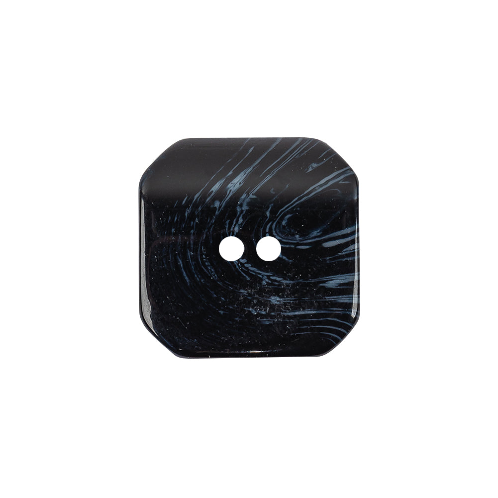 Navy Marbeled 4-Hole Plastic Square Button - 36L/23mm - Detail