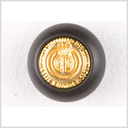 Black/Gold Plastic Button - 28L/18mm