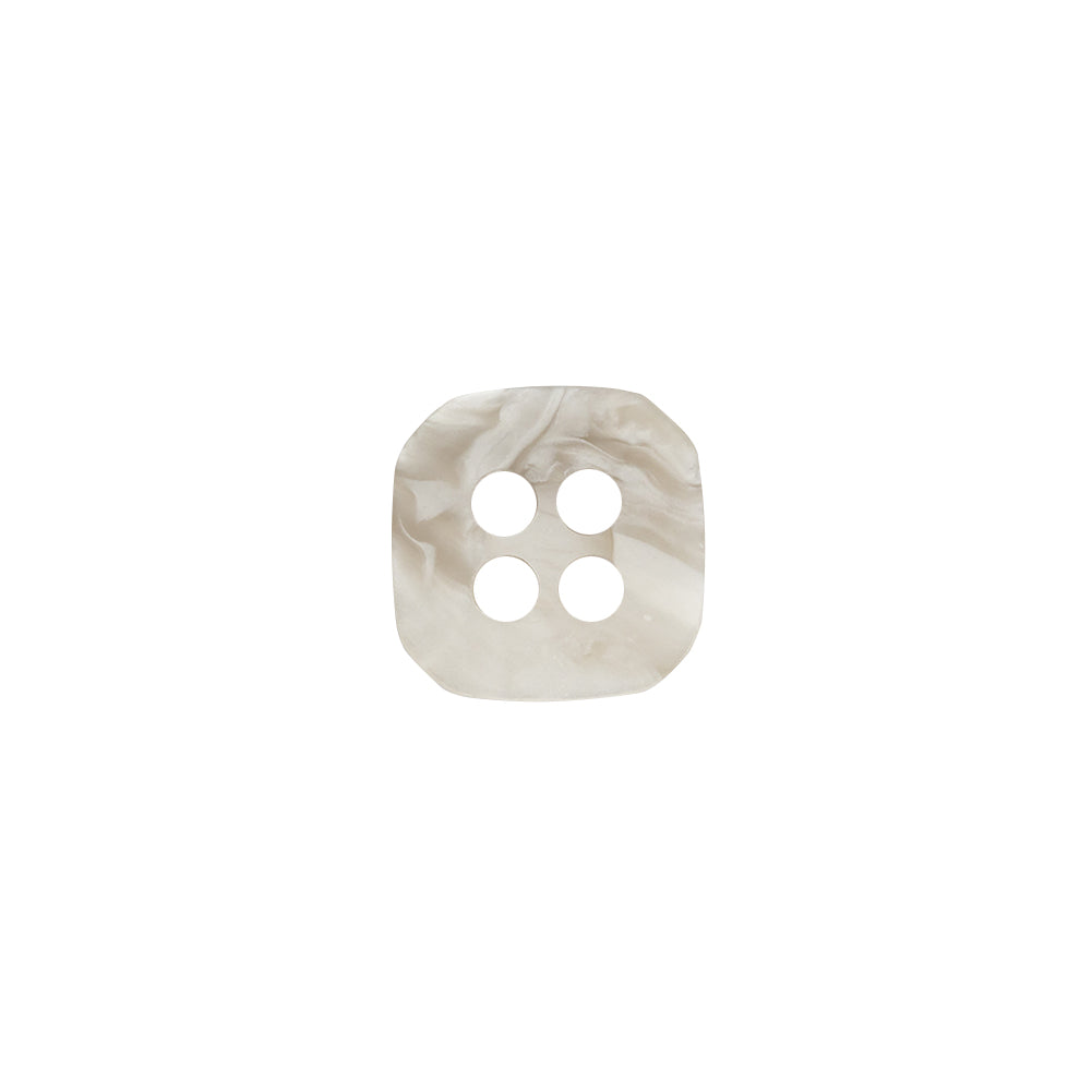 Square Plastic 4-Hole Button - 20L/12.5mm - White and Gray Swirls Detail
