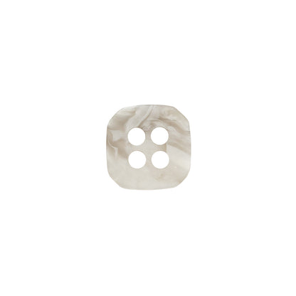 Square Plastic 4-Hole Button - 20L/12.5mm - White and Gray Swirls Detail