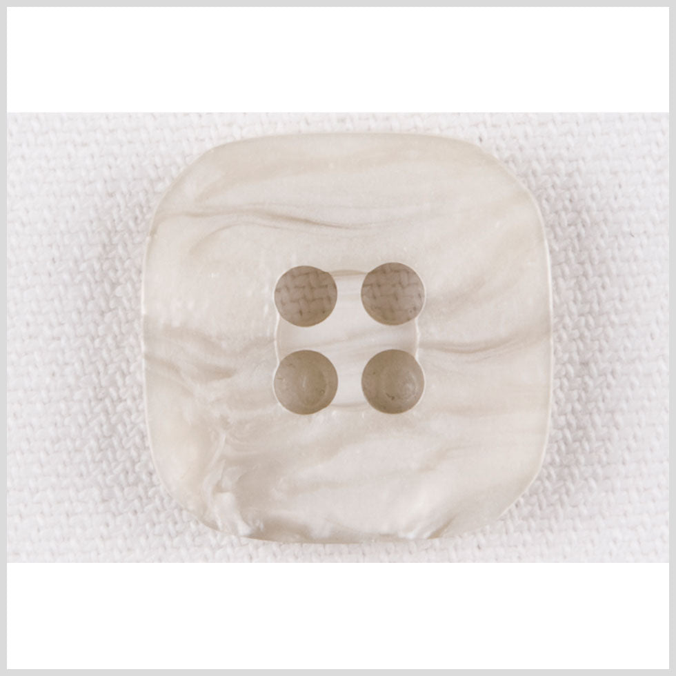 Square Plastic 4-Hole Button - 24L/15mm - White and Gray Swirls