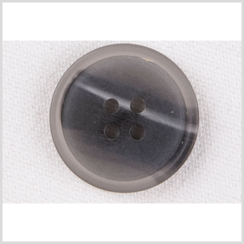 Plastic 4-Hole Button - 24L/15mm - Charcoal, Gray and White Streaks