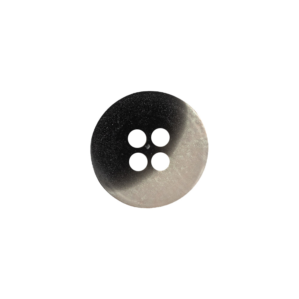 Plastic 4-Hole Button - 24L/15mm - Silvery Gray Iridescent Striations Detail