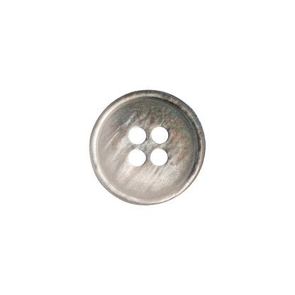 Plastic 4-Hole Button - 24L/15mm - Silvery Gray Iridescent Striations