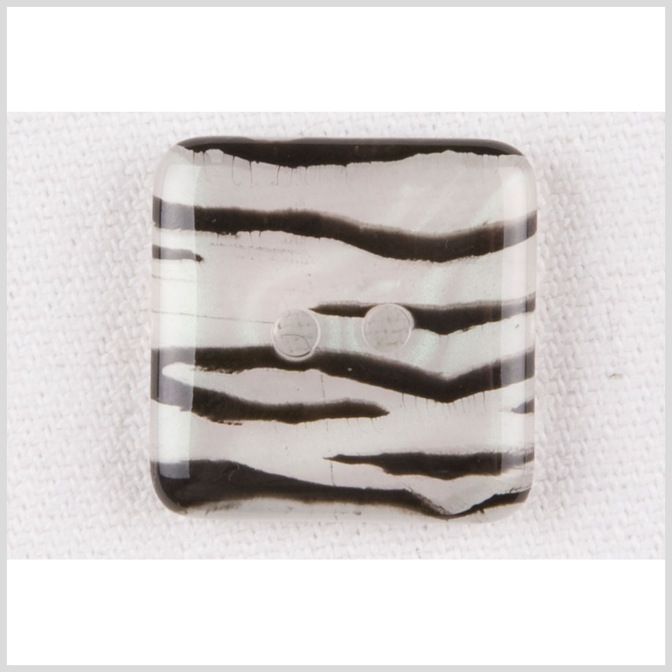 Iridescent Zebra Striped 2-Hole Square Plastic Button - 32L/20mm