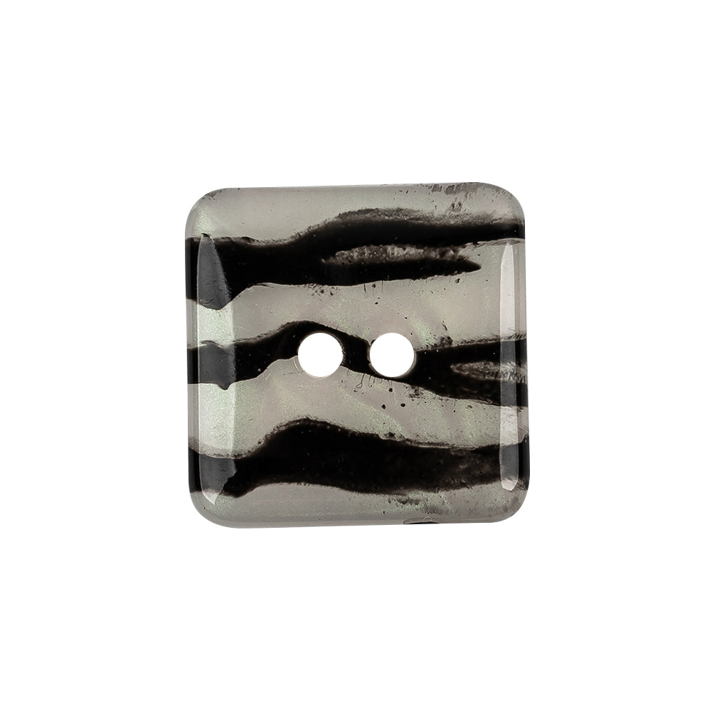 Iridescent Zebra Striped 2-Hole Square Plastic Button - 40L/25.5mm