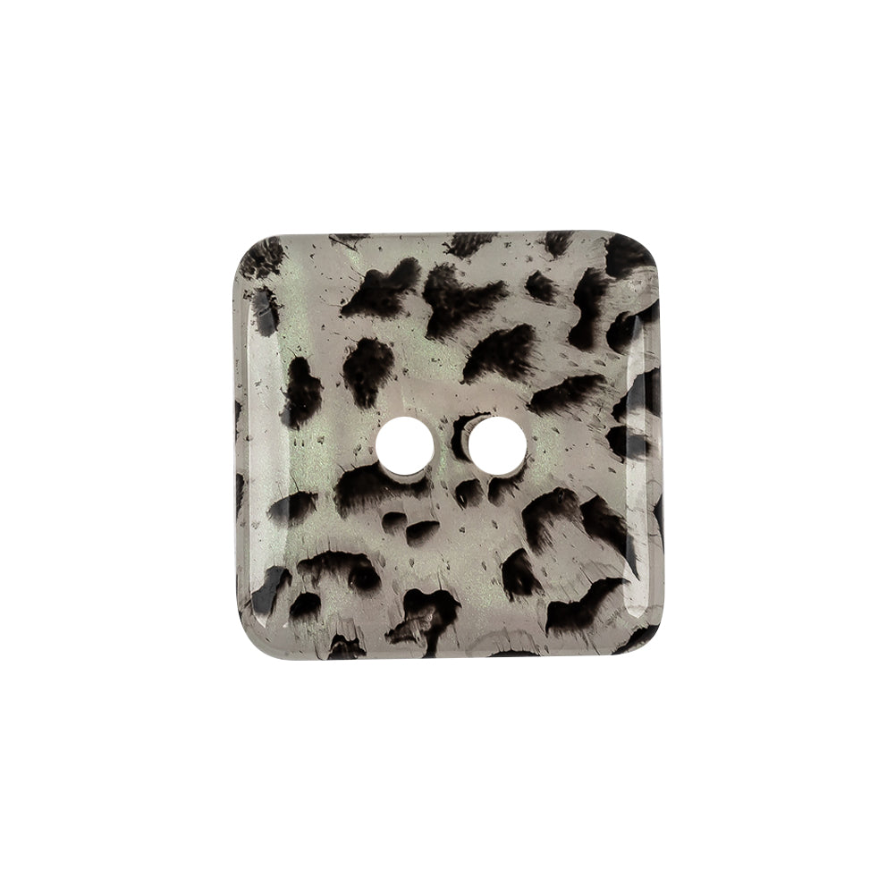 Iridescent Snow Leopard Spotted 2-Hole Square Plastic Button - 40L/25.5mm