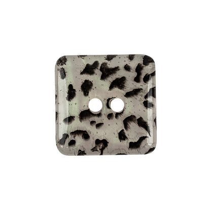 Iridescent Snow Leopard Spotted 2-Hole Square Plastic Button - 40L/25.5mm