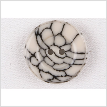 Ivory/Black Plastic Button - 32L/20mm