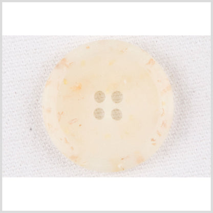 Plastic 4-Hole Button - 28L/18mm - Matte Ivory, Beige and Orange Confetti Spots Dish Shaped