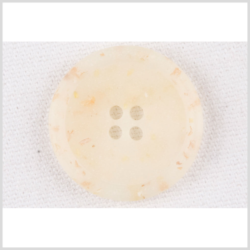 Plastic 4-Hole Button - 32L/20mm - Matte Ivory, Beige and Orange Confetti Spots Dish Shaped