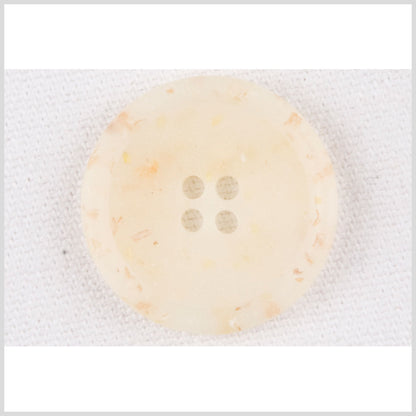 Plastic 4-Hole Button - 32L/20mm - Matte Ivory, Beige and Orange Confetti Spots Dish Shaped