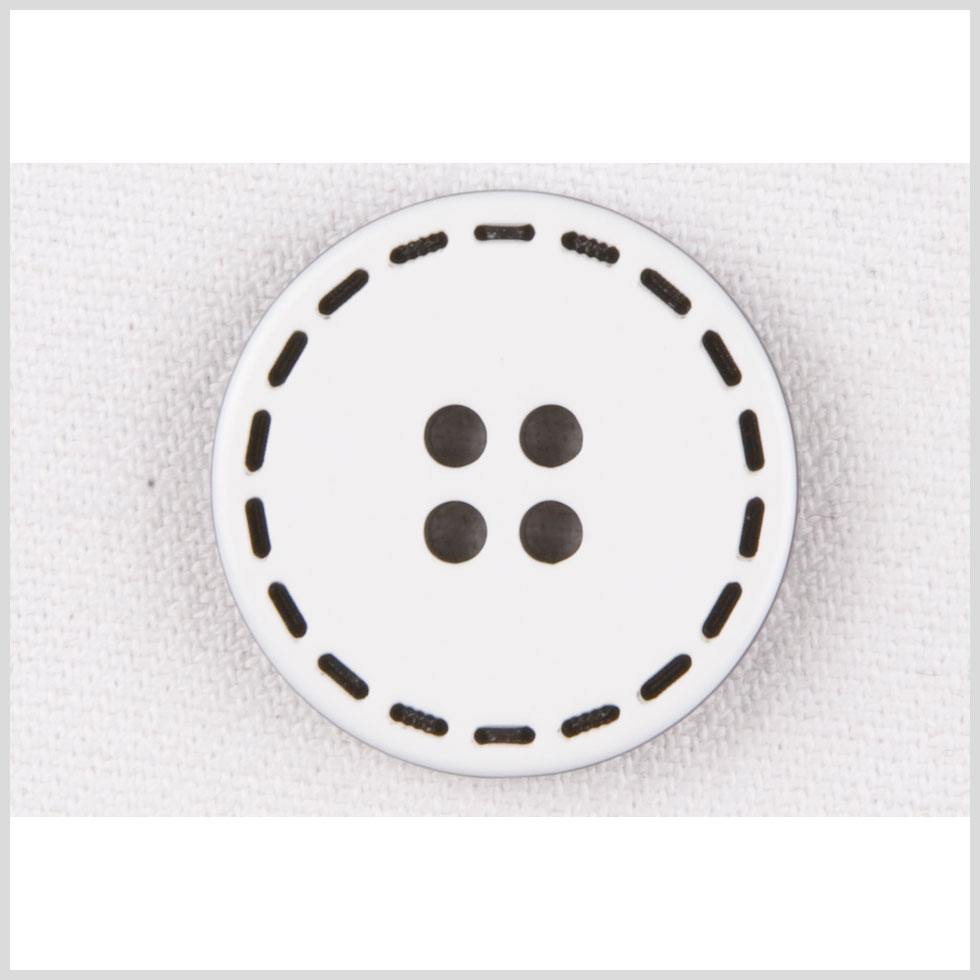 White/Black Plastic Button - 24L/15mm