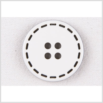 White/Black Plastic Button - 24L/15mm