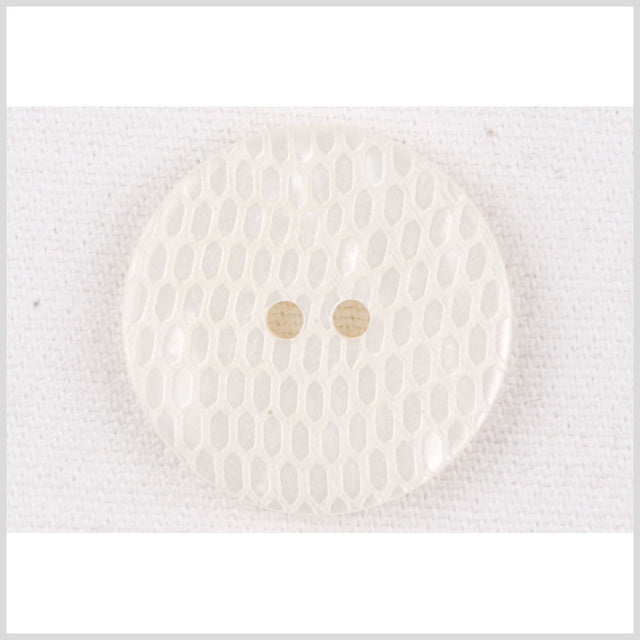 Plastic 2-Hole Button - 40L/25.5mm - Ivory Reptile Scales Embossed