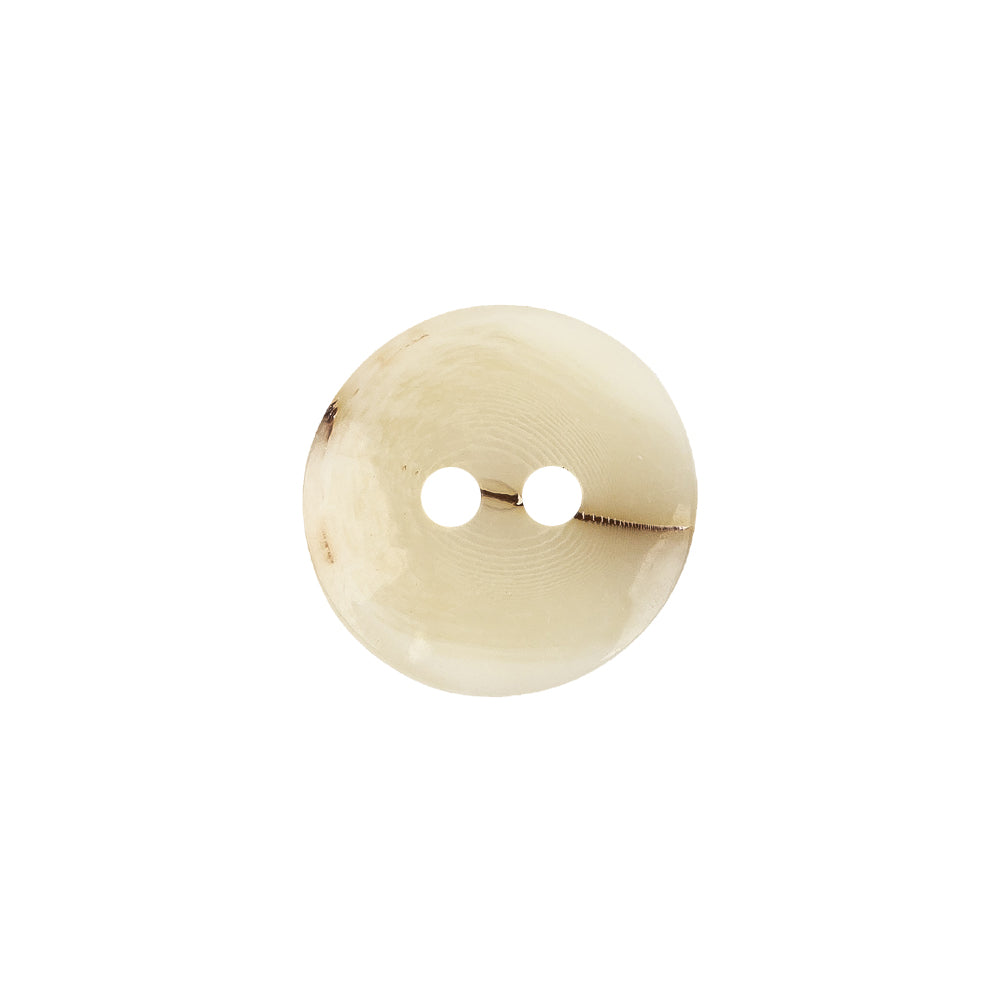 Ivory Waterfall-Edge Plastic 2-Hole Button with Organic Brown Stripe - 24L/15mm - Detail
