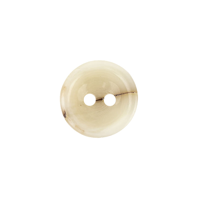 Ivory Waterfall-Edge Plastic 2-Hole Button with Organic Brown Stripe - 24L/15mm