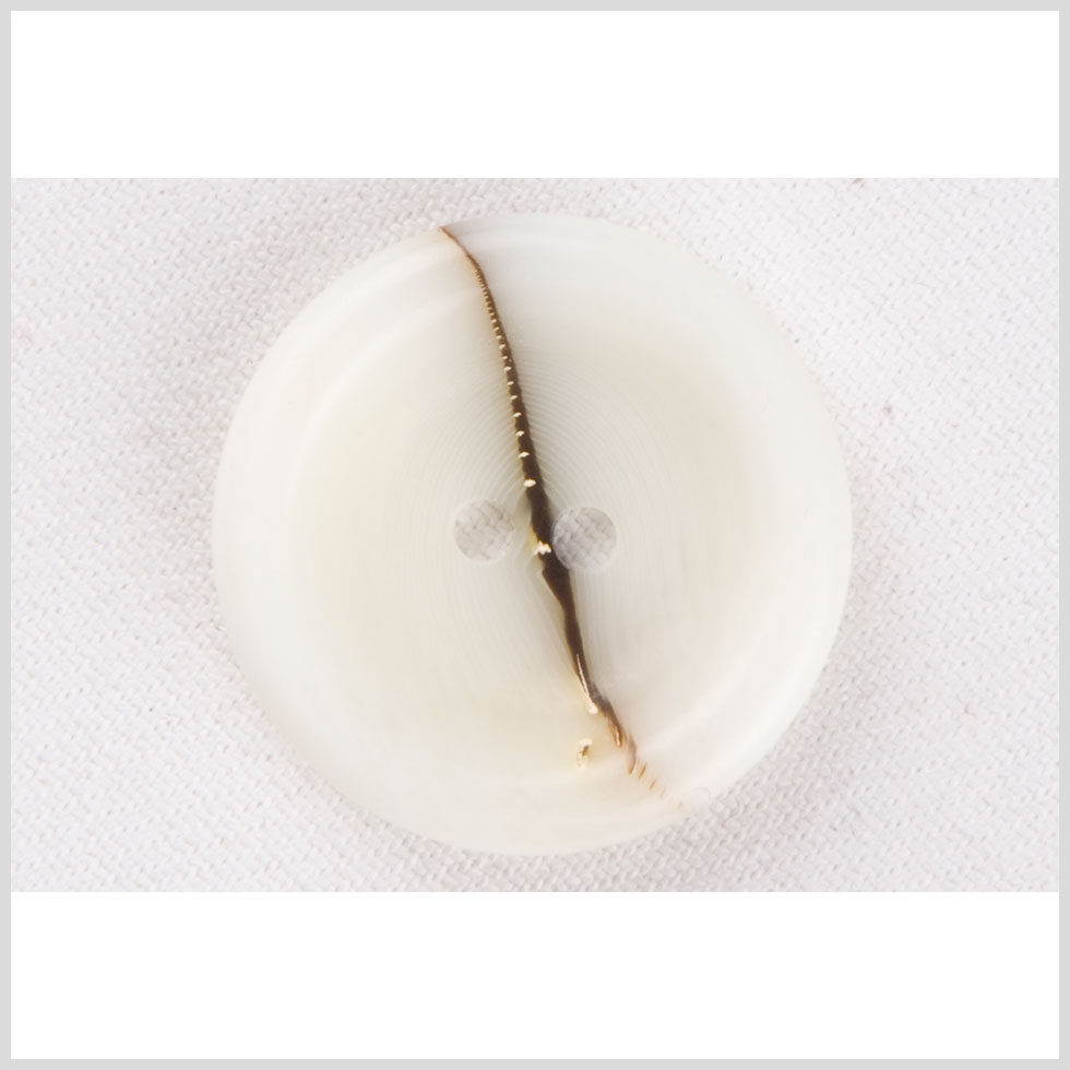 Ivory Waterfall-Edge Plastic 2-Hole Button with Organic Brown Stripe - 40L/25.5mm