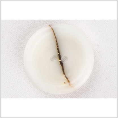 Ivory Waterfall-Edge Plastic 2-Hole Button with Organic Brown Stripe - 40L/25.5mm