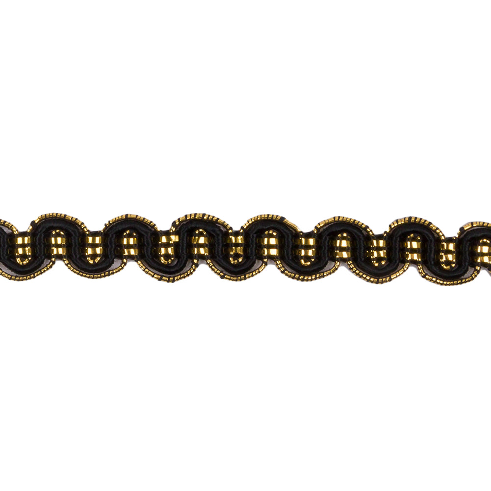 3/8" Antique Gold Black Metallic Braid Detail