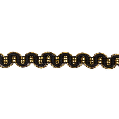 3/8" Antique Gold Black Metallic Braid Detail