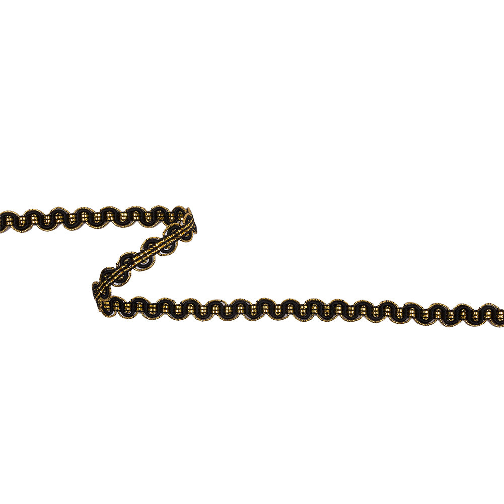 3/8" Antique Gold Black Metallic Braid