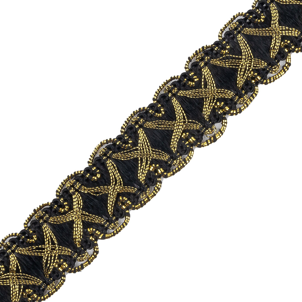 5/8" Antique Gold Black Metallic Braid Detail