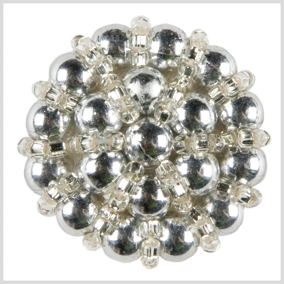 Silver Beaded Button - 44L/28mm