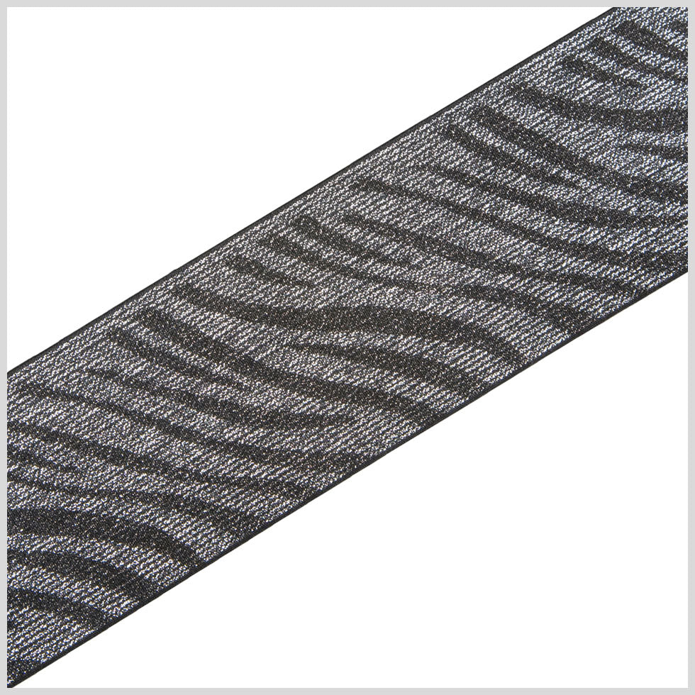 Black/Metallic Silver Fancy Elastic Trim
