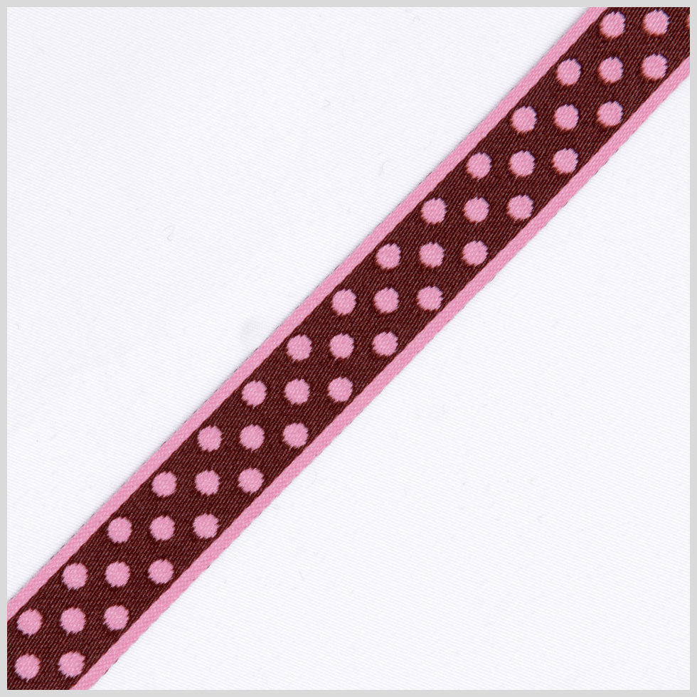 3/4 Pink/Brown French Jacquard Ribbon