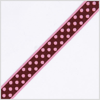 3/4 Pink/Brown French Jacquard Ribbon