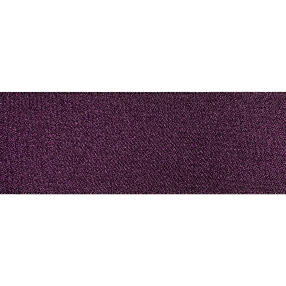 1.5" Deep Plum Double Face French Satin Ribbon Folded
