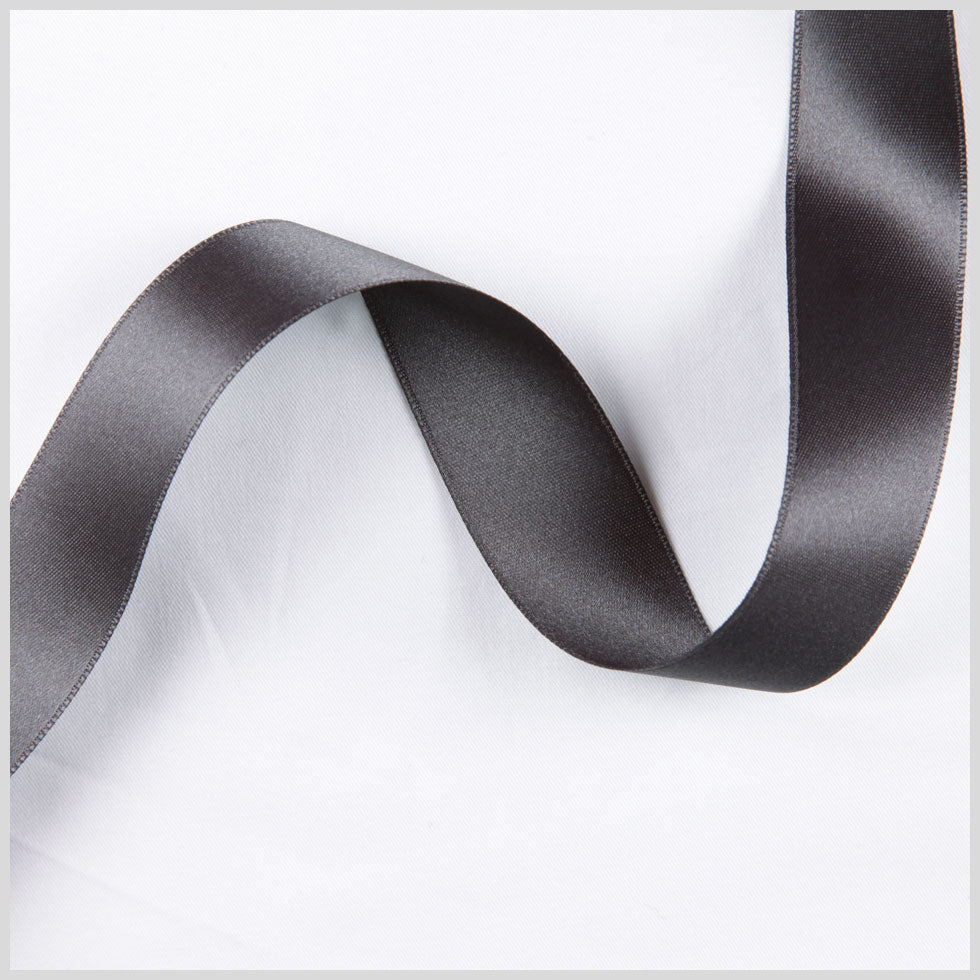 1.5" Charcoal Double Face French Satin Ribbon